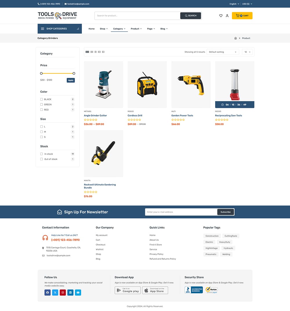 ToolsDrive - WooCommerce Theme for Power Tools & Equipment Store ToolsDrive - WooCommerce Theme for Power Tools & Equipment Store