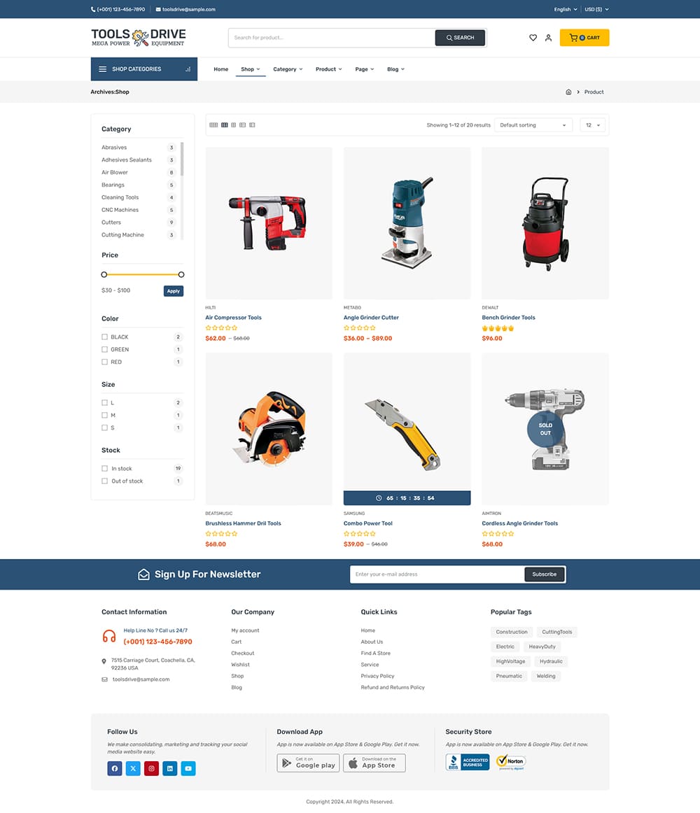 ToolsDrive - WooCommerce Theme for Power Tools & Equipment Store ToolsDrive - WooCommerce Theme for Power Tools & Equipment Store