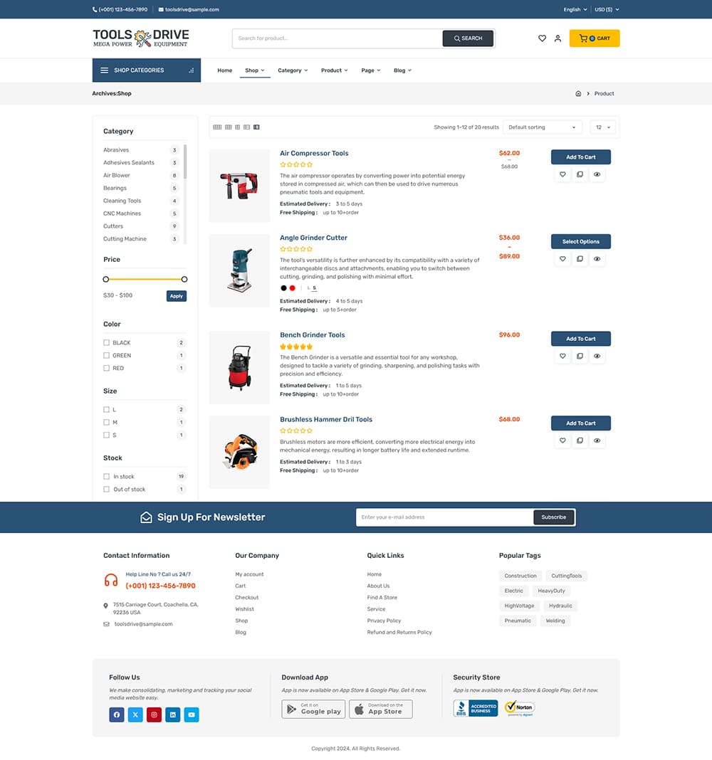 ToolsDrive - WooCommerce Theme for Power Tools & Equipment Store ToolsDrive - WooCommerce Theme for Power Tools & Equipment Store