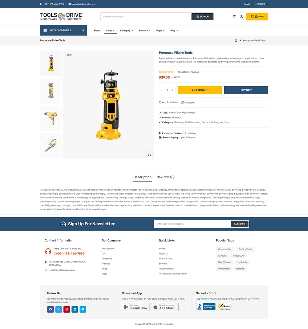 ToolsDrive - WooCommerce Theme for Power Tools & Equipment Store ToolsDrive - WooCommerce Theme for Power Tools & Equipment Store