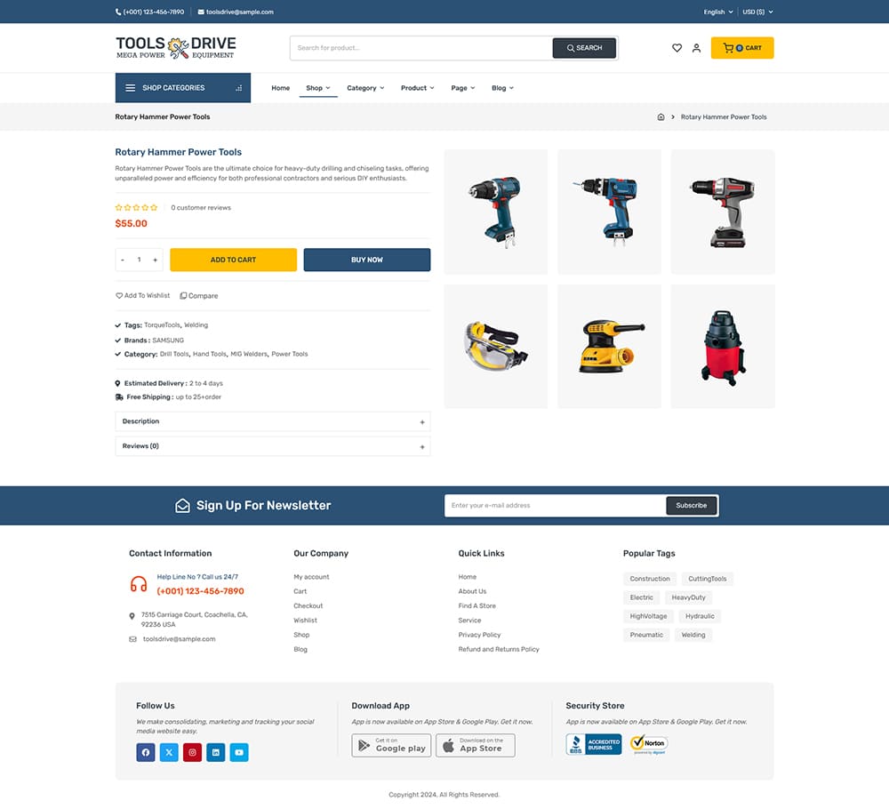 ToolsDrive - WooCommerce Theme for Power Tools & Equipment Store ToolsDrive - WooCommerce Theme for Power Tools & Equipment Store