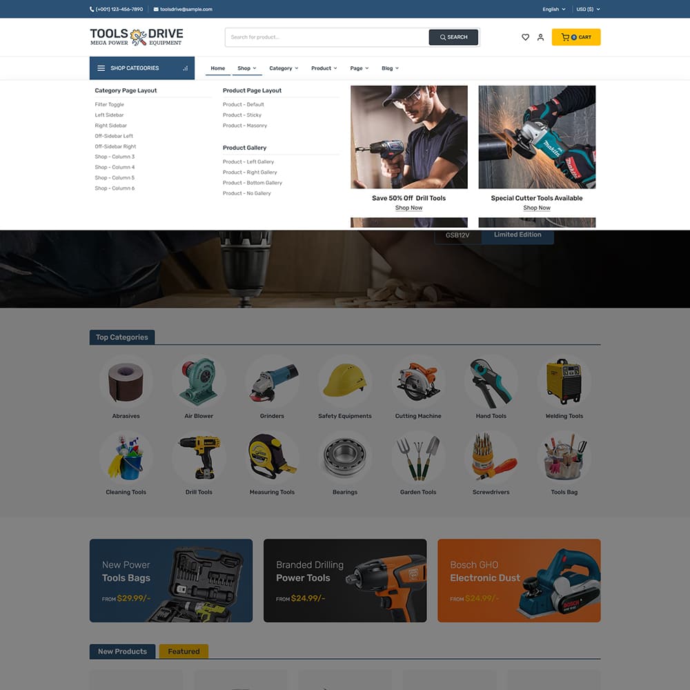 ToolsDrive - WooCommerce Theme for Power Tools & Equipment Store ToolsDrive - WooCommerce Theme for Power Tools & Equipment Store
