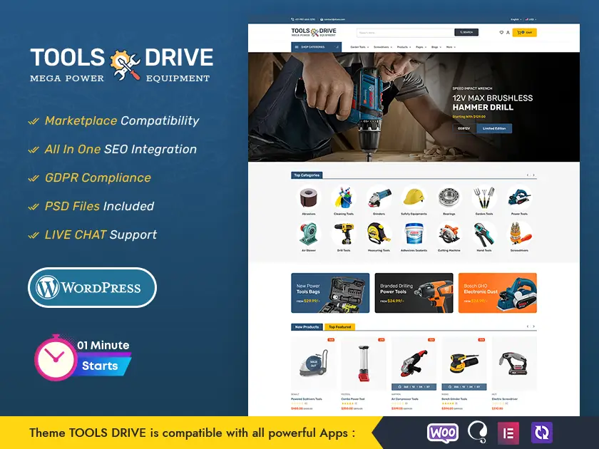 ToolsDrive - WooCommerce Theme for Power Tools & Equipment Store