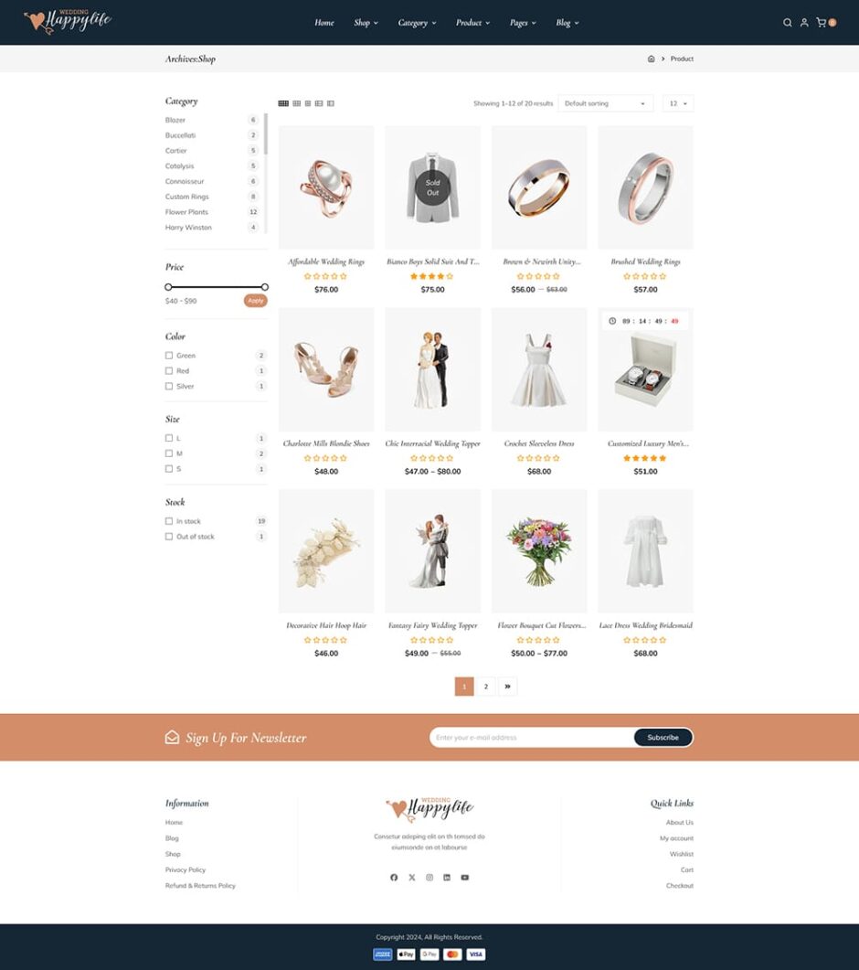 HappyLife – WooCommerce Minimal Theme for Wedding Stores