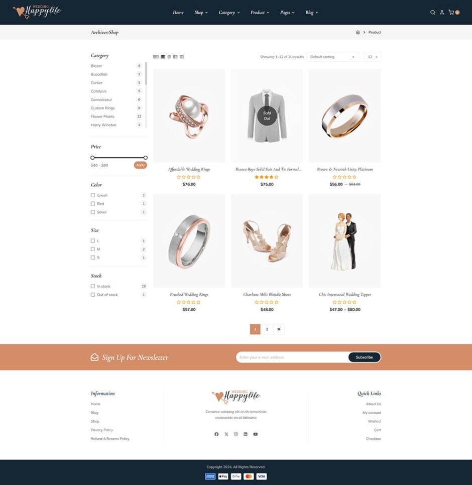 HappyLife – WooCommerce Minimal Theme for Wedding Stores