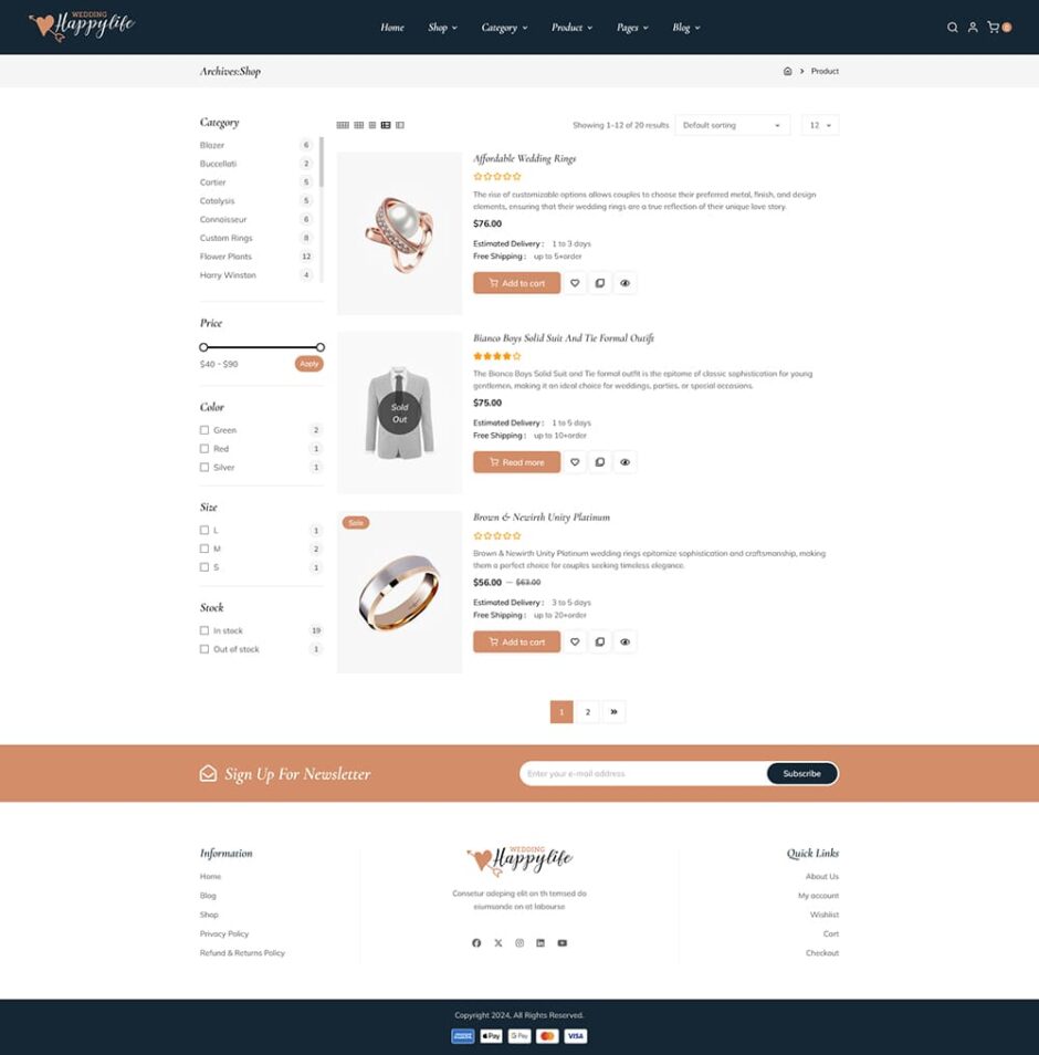 HappyLife – WooCommerce Minimal Theme for Wedding Stores