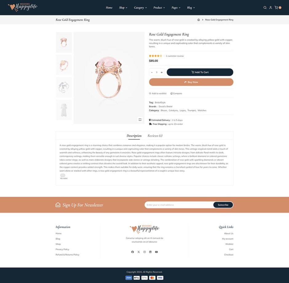 HappyLife – WooCommerce Minimal Theme for Wedding Stores