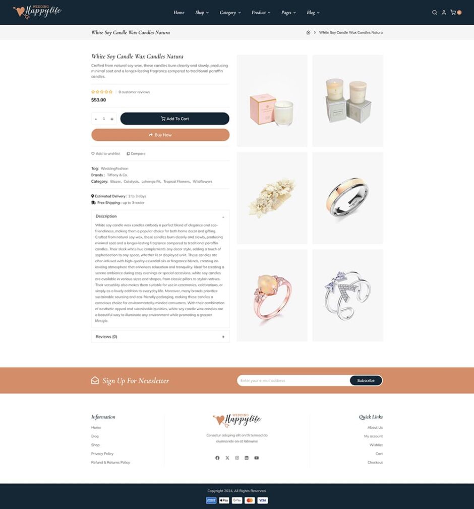 HappyLife – WooCommerce Minimal Theme for Wedding Stores