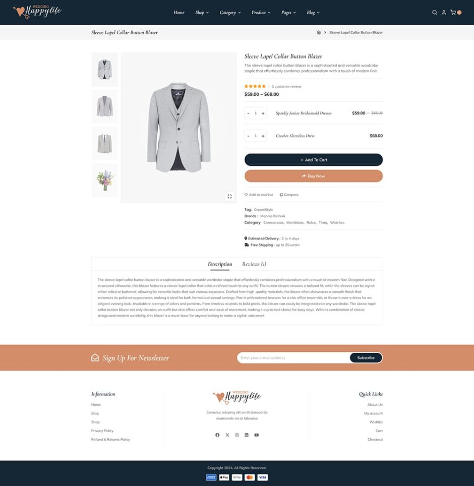 HappyLife – WooCommerce Minimal Theme for Wedding Stores