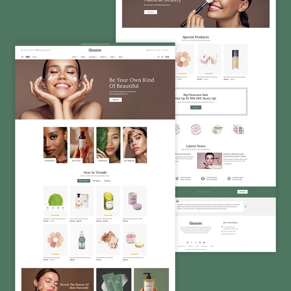 Glossier - Beauty & Cosmetics WooCommerce Responsive Theme