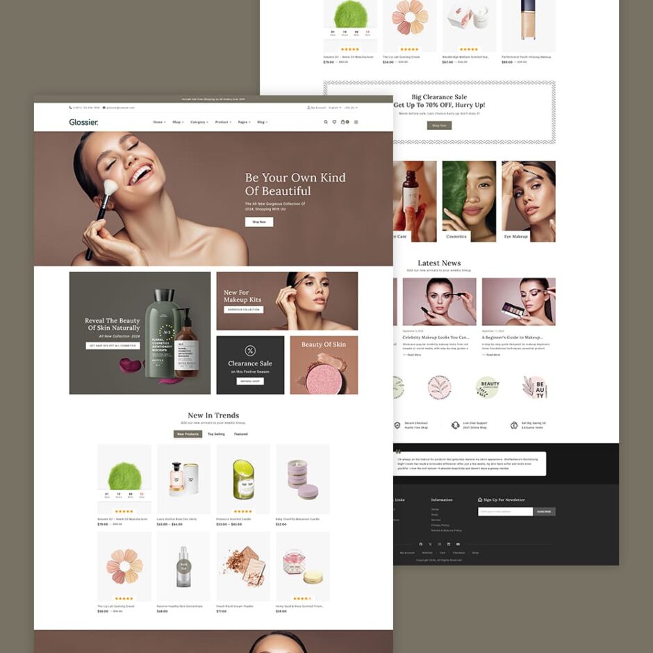Glossier - Beauty & Cosmetics WooCommerce Responsive Theme