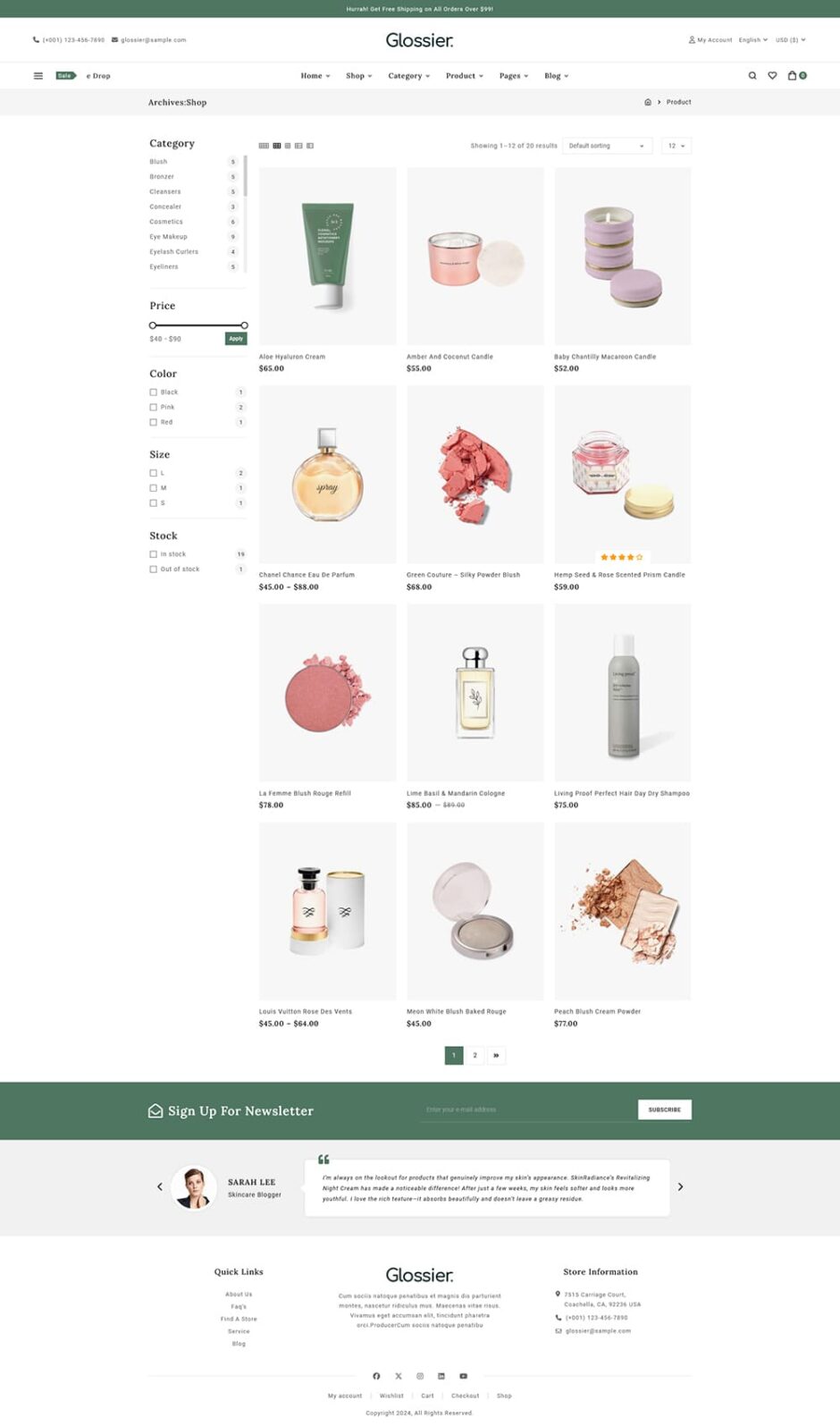 Glossier - Beauty & Cosmetics WooCommerce Responsive Theme