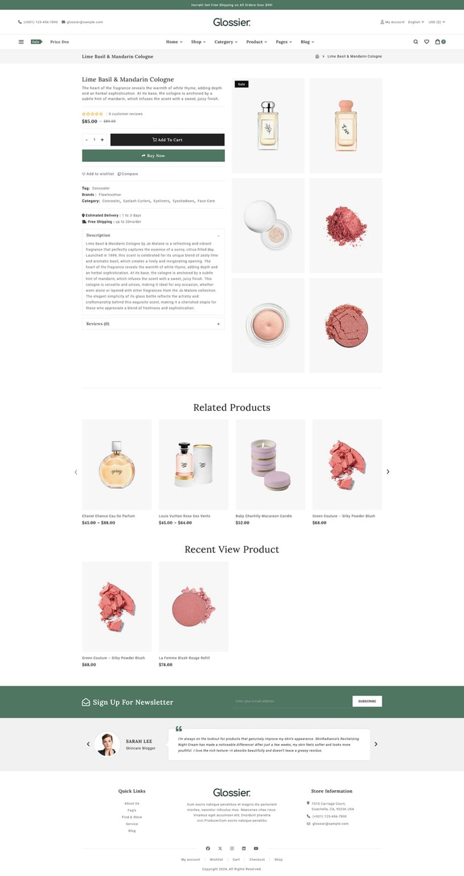 Glossier - Beauty & Cosmetics WooCommerce Responsive Theme