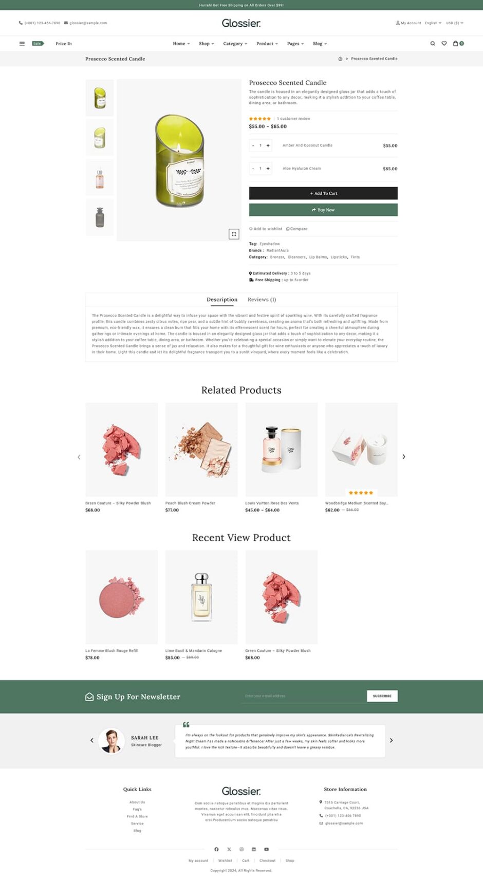 Glossier - Beauty & Cosmetics WooCommerce Responsive Theme