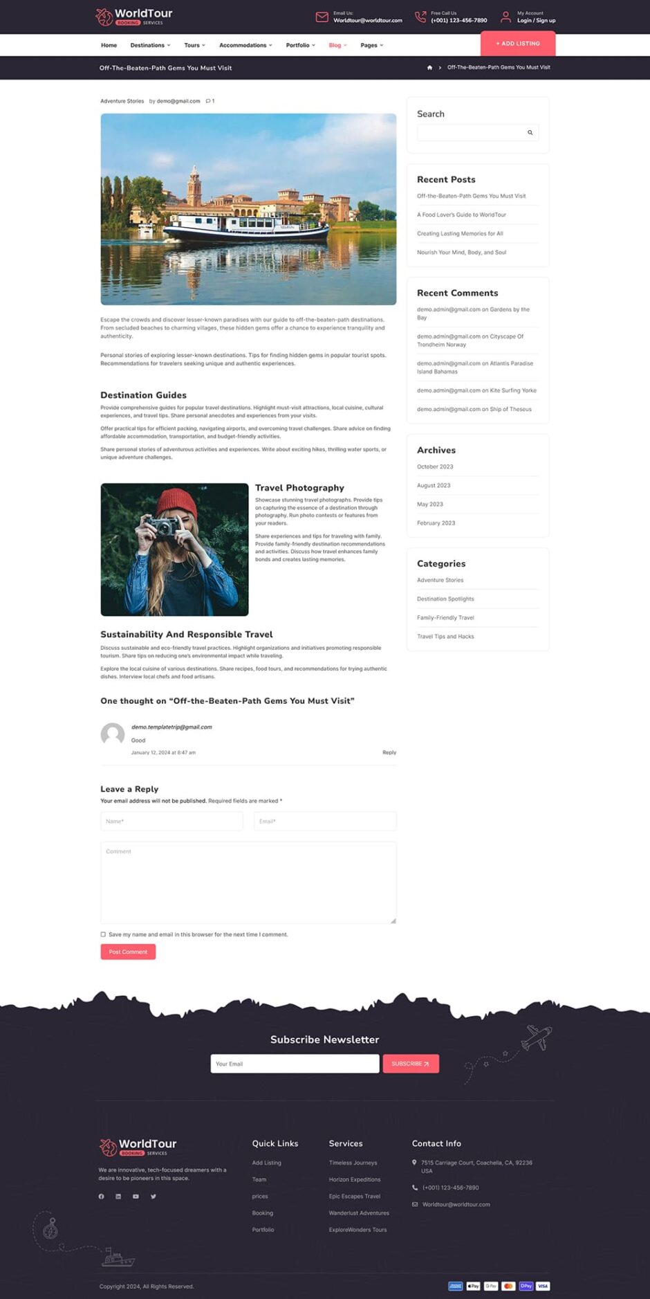 WorldTour - WordPress Theme for Tour & Travel Agencies