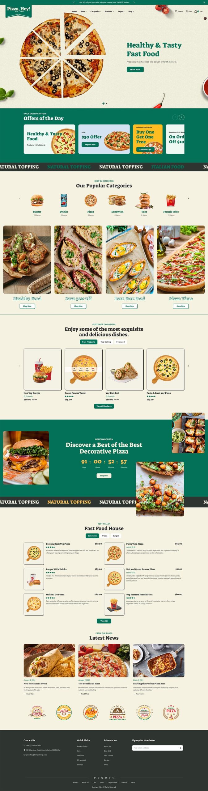 PizzaHey - Pizza, Fast Food & Restaurants - WooCommerce Theme