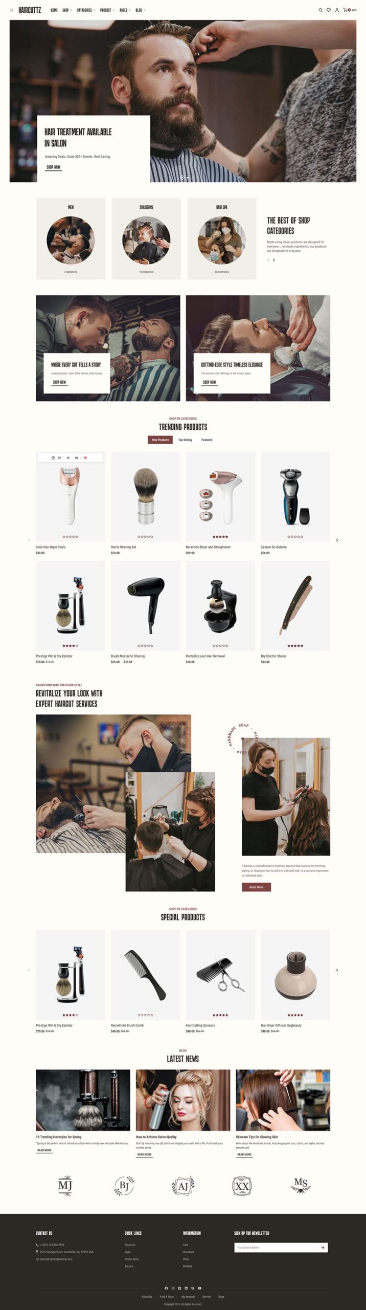 HairCuttz - Barber Shop & Hair Beauty Saloon - WooCommerce Theme